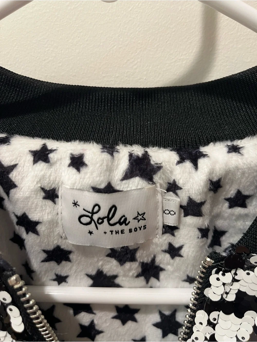 Lola + The Boys Black & White Sequin Checkerboard Bomber